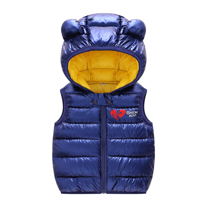 Children Warm Down Vest Autumn Baby Boys Girls Sleeveless Waistcoat Kids Outerwear Vests Children Hooded Jackets - Mubimart -  