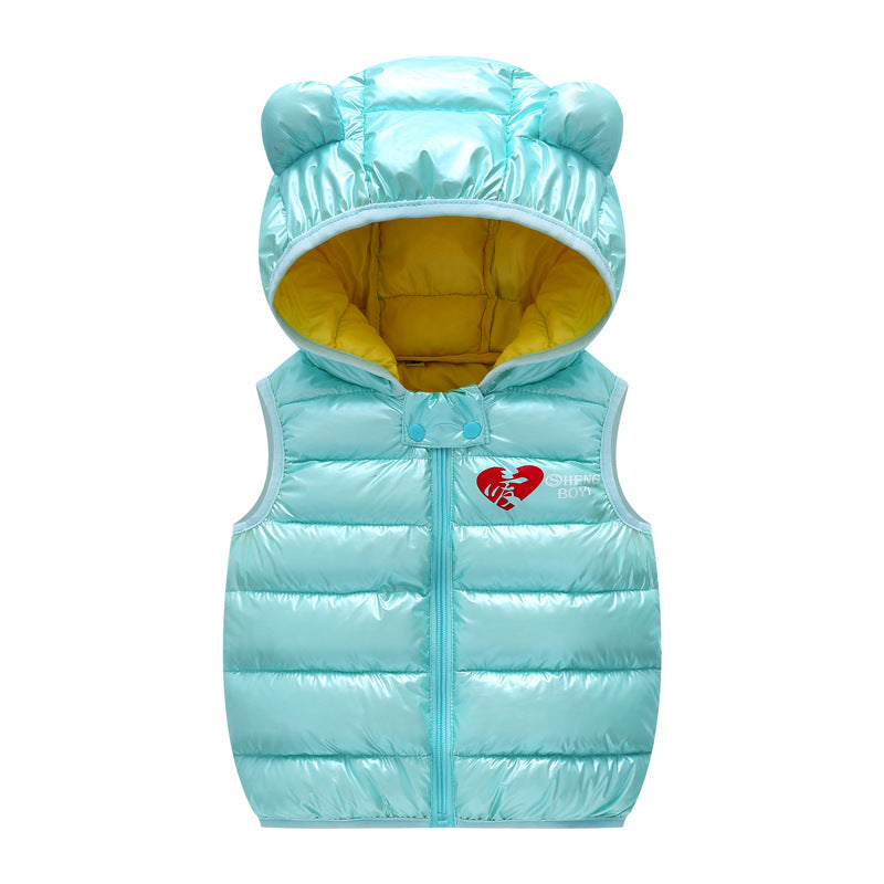 Children Warm Down Vest Autumn Baby Boys Girls Sleeveless Waistcoat Kids Outerwear Vests Children Hooded Jackets - Mubimart -  