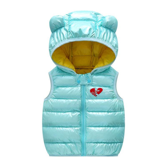 Children Warm Down Vest Autumn Baby Boys Girls Sleeveless Waistcoat Kids Outerwear Vests Children Hooded Jackets - Mubimart
