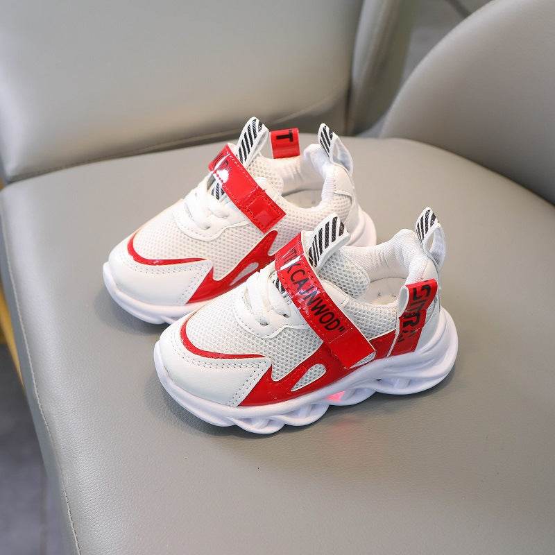 Children's Alphabet Webbing Mesh Breathable Kids Luminous Shoes Casual Sports Shoes - Mubimart