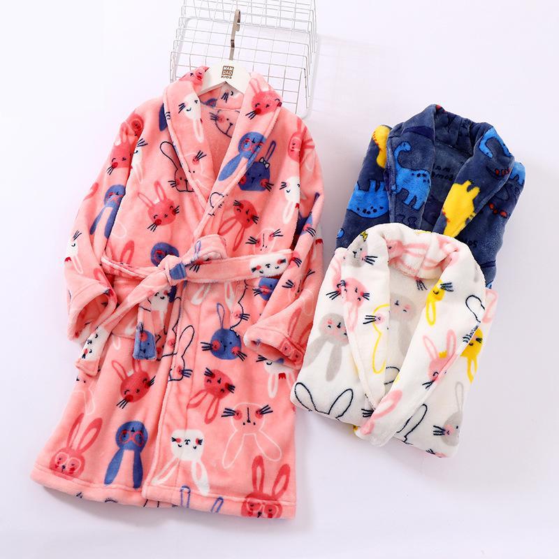 Children's Autumn And Winter Flannel Pajamas Home Clothes Boys And Girls - Mubimart - Sleepwear & Robes 