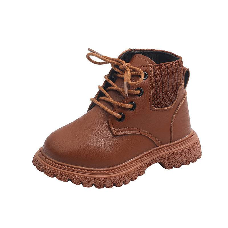 Children's Boots Martin Boys Leather Low-Cotton Cotton Girls Baby - Mubimart