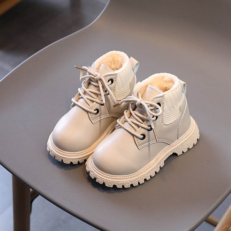 Children's Boots Martin Boys Leather Low-Cotton Cotton Girls Baby - Mubimart