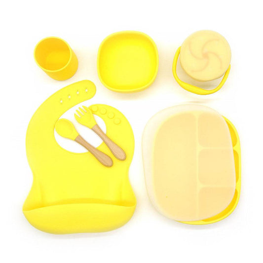 Children's Bowl Dinner Plate Spoon Fork Anti-drop Snack Cup Feeding Tableware Set - Mubimart