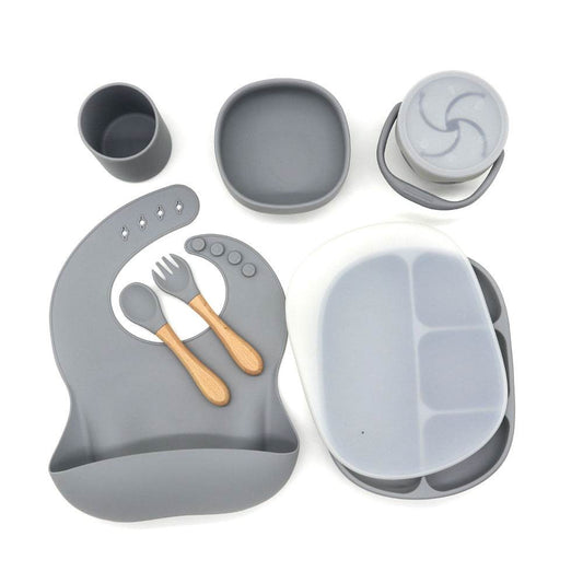 Children's Bowl Dinner Plate Spoon Fork Anti-drop Snack Cup Feeding Tableware Set - Mubimart