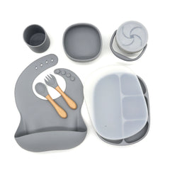 Children's Bowl Dinner Plate Spoon Fork Anti-drop Snack Cup Feeding Tableware Set - Mubimart - Dinner set 