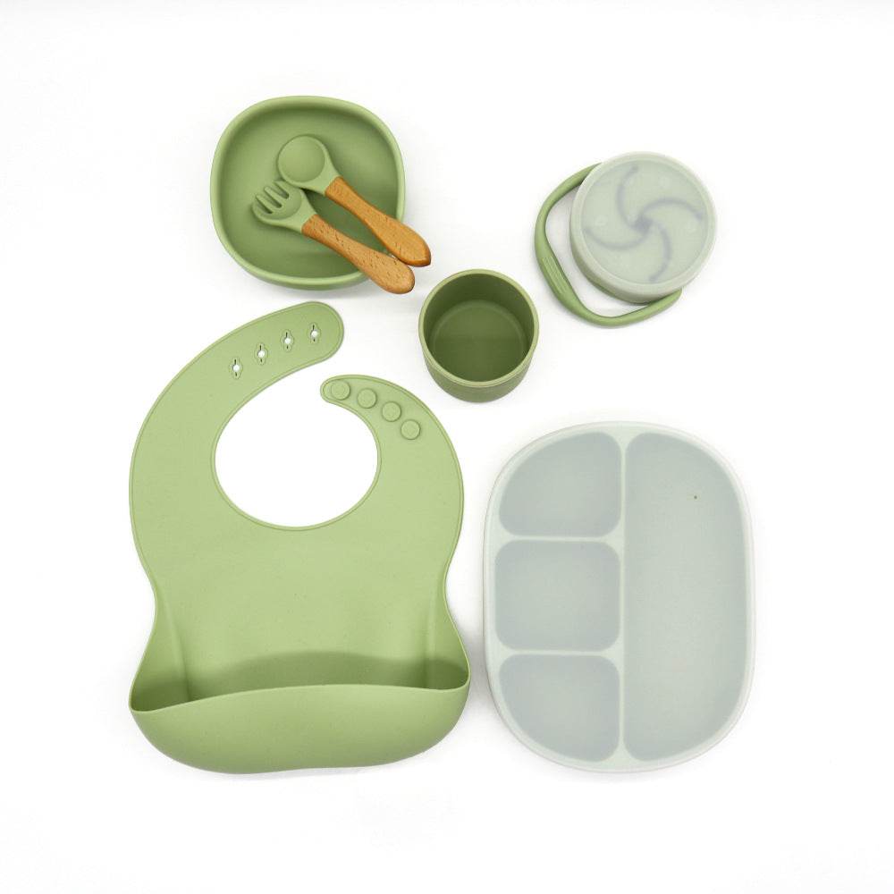 Children's Bowl Dinner Plate Spoon Fork Anti-drop Snack Cup Feeding Tableware Set - Mubimart