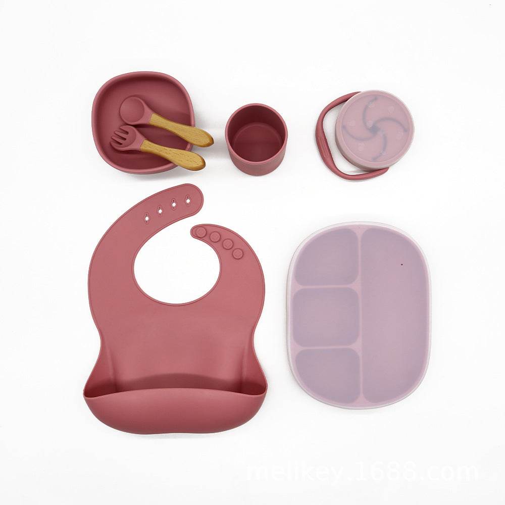 Children's Bowl Dinner Plate Spoon Fork Anti-drop Snack Cup Feeding Tableware Set - Mubimart