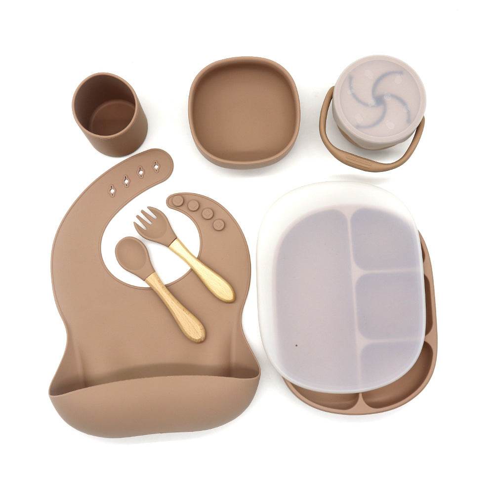 Children's Bowl Dinner Plate Spoon Fork Anti-drop Snack Cup Feeding Tableware Set - Mubimart