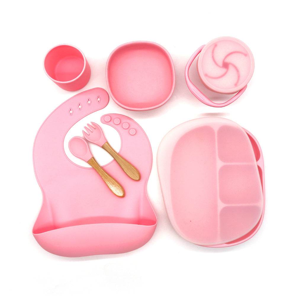 Children's Bowl Dinner Plate Spoon Fork Anti-drop Snack Cup Feeding Tableware Set - Mubimart