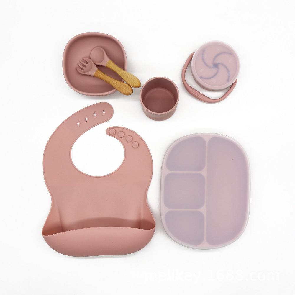 Children's Bowl Dinner Plate Spoon Fork Anti-drop Snack Cup Feeding Tableware Set - Mubimart