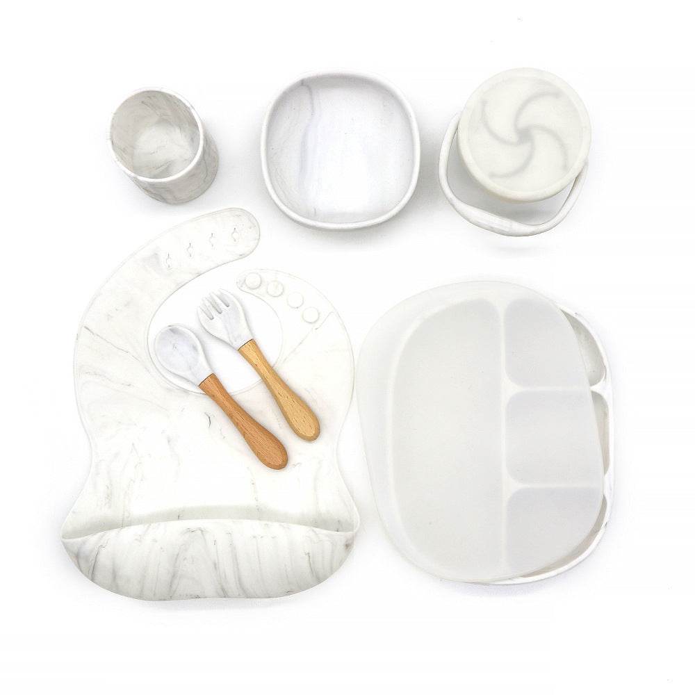 Children's Bowl Dinner Plate Spoon Fork Anti-drop Snack Cup Feeding Tableware Set - Mubimart