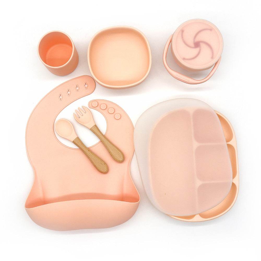 Children's Bowl Dinner Plate Spoon Fork Anti-drop Snack Cup Feeding Tableware Set - Mubimart