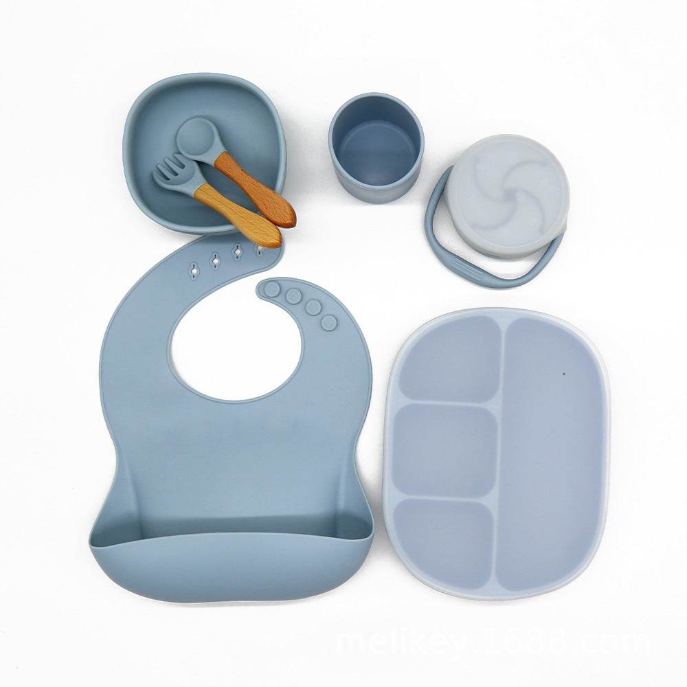 Children's Bowl Dinner Plate Spoon Fork Anti-drop Snack Cup Feeding Tableware Set - Mubimart