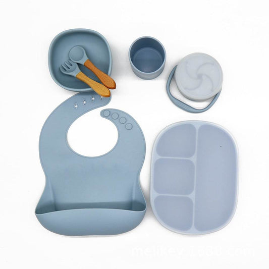 Children's Bowl Dinner Plate Spoon Fork Anti-drop Snack Cup Feeding Tableware Set - Mubimart
