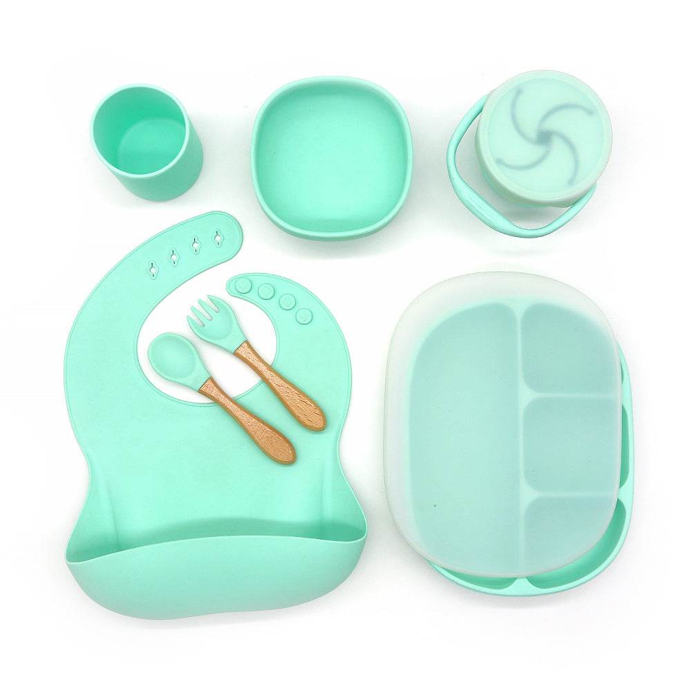 Children's Bowl Dinner Plate Spoon Fork Anti-drop Snack Cup Feeding Tableware Set - Mubimart