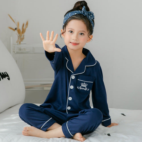 Children's Clothing Girls Cute Printing Long-sleeved Home Wear, Big Children's Thin Cotton Pajamas Set - Mubimart -  