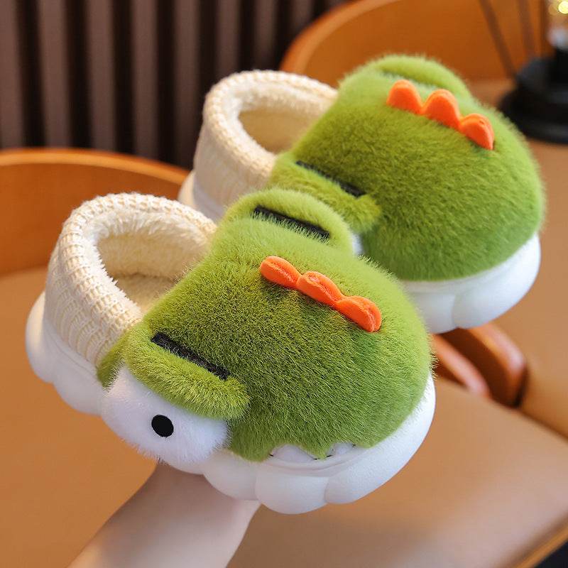 Children's Cotton Slippers Boys Dinosaur Warm With Velvet - Mubimart