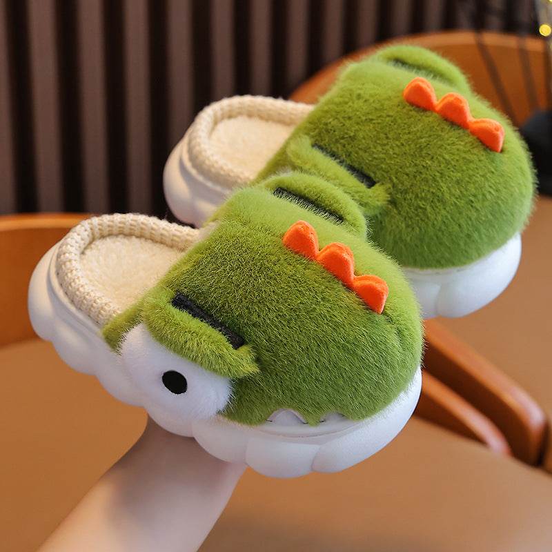 Children's Cotton Slippers Boys Dinosaur Warm With Velvet - Mubimart