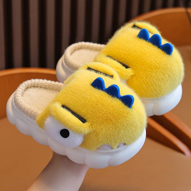 Children's Cotton Slippers Boys Dinosaur Warm With Velvet - Mubimart