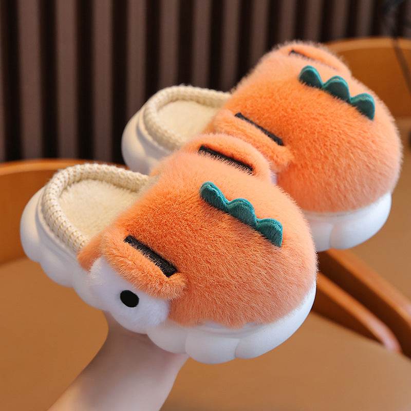 Children's Cotton Slippers Boys Dinosaur Warm With Velvet - Mubimart