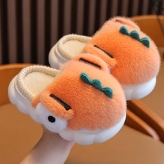 Children's Cotton Slippers Boys Dinosaur Warm With Velvet - Mubimart - Baby Shoes 