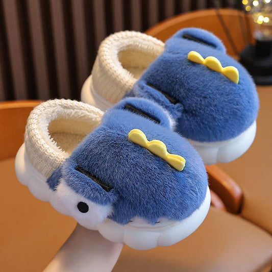 Children's Cotton Slippers Boys Dinosaur Warm With Velvet - Mubimart
