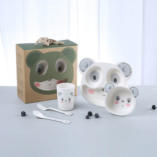 Children's Dinner Plate Bamboo Fiber Tableware Set - Mubimart