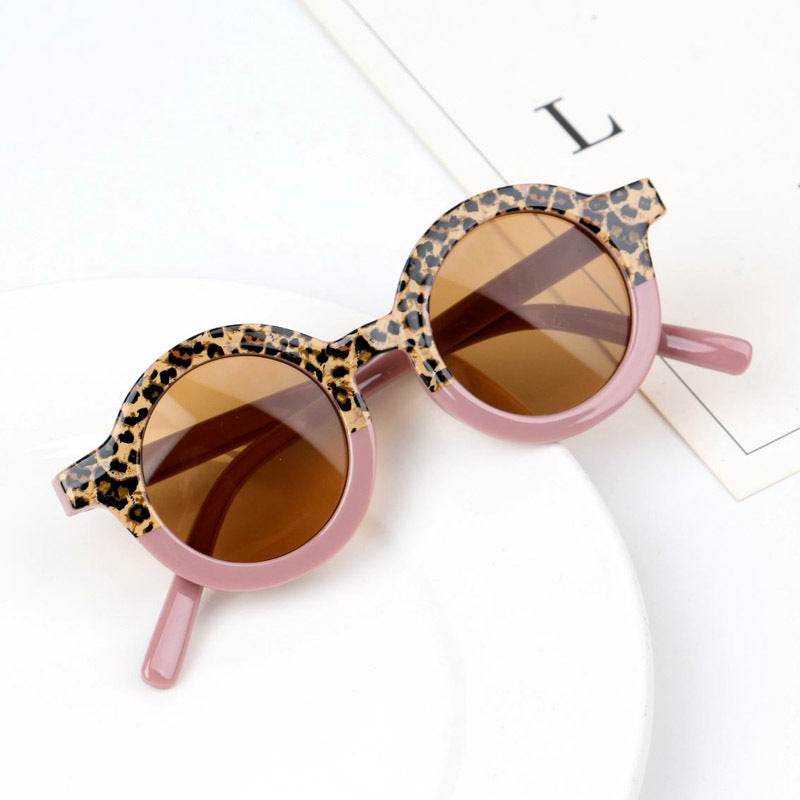 Children's Fashion Round Leopard Print Patchwork Shades - Mubimart