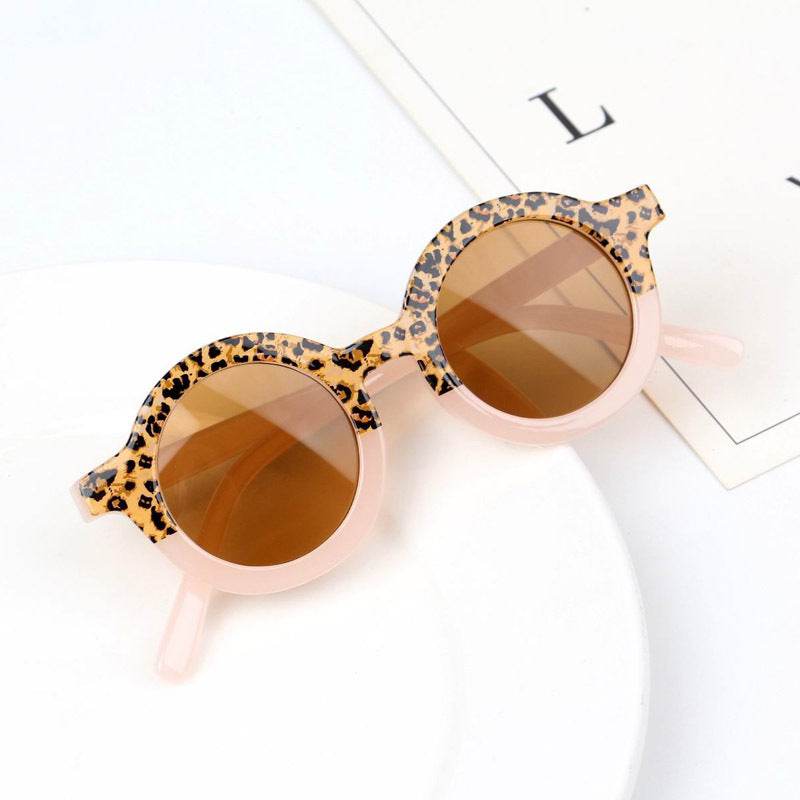 Children's Fashion Round Leopard Print Patchwork Shades - Mubimart