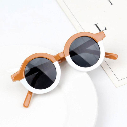 Children's Fashion Round Leopard Print Patchwork Shades - Mubimart