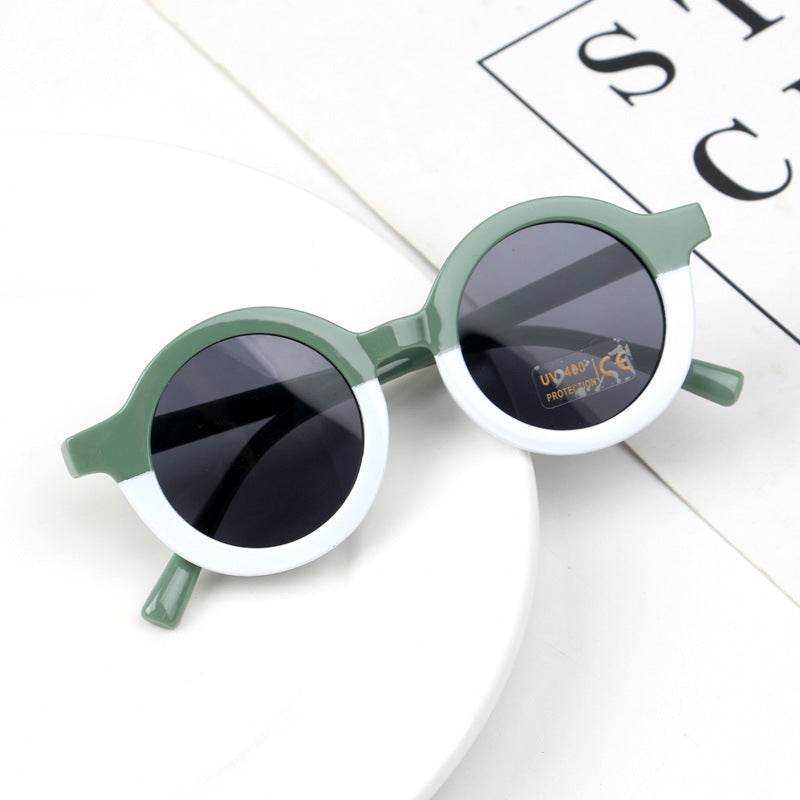 Children's Fashion Round Leopard Print Patchwork Shades - Mubimart
