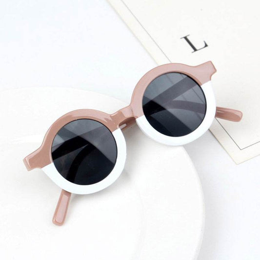 Children's Fashion Round Leopard Print Patchwork Shades - Mubimart