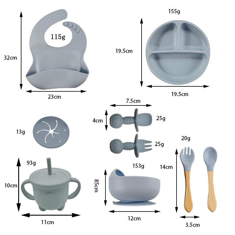 Children's Feeding Silicone Dinner Plate Set - Mubimart
