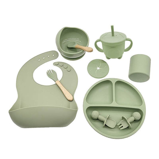 Children's Feeding Silicone Dinner Plate Set - Mubimart