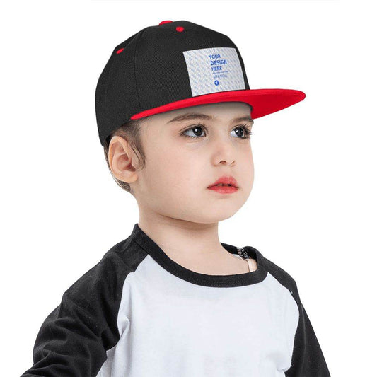 Children's Flat Brim Contrast Hip Hop Hat - Mubimart