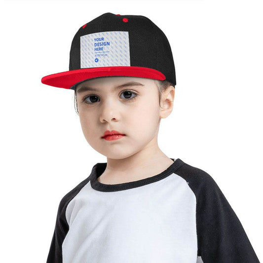 Children's Flat Brim Contrast Hip Hop Hat - Mubimart