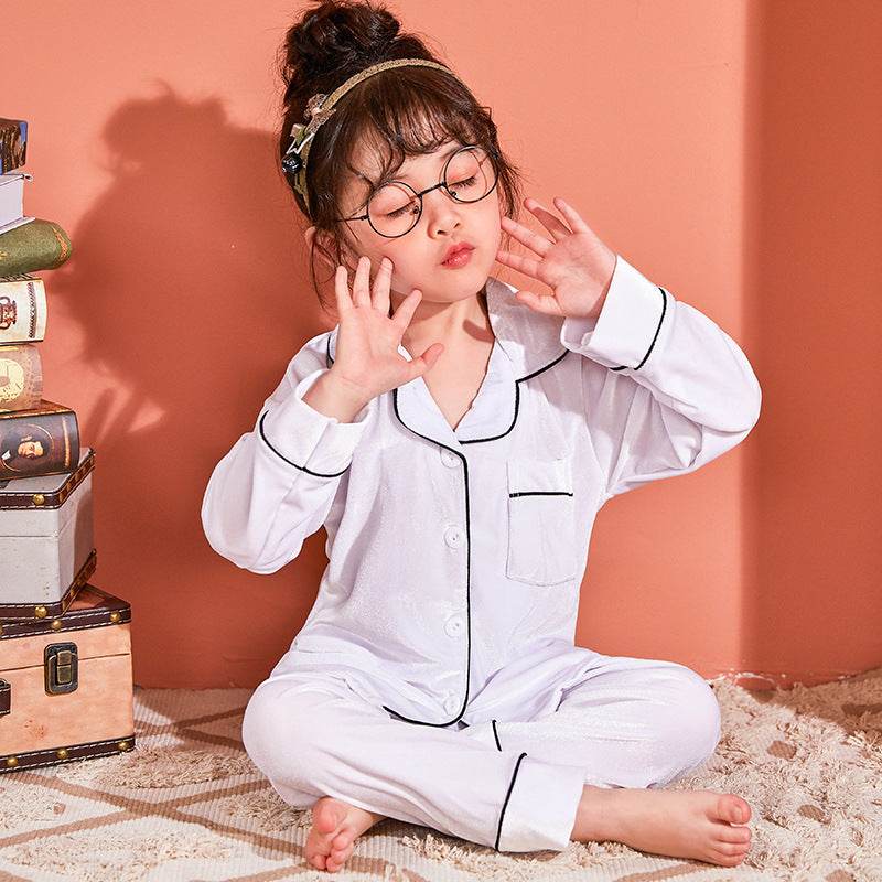 Children's Gold Velvet Solid Color Pajamas Set - Mubimart