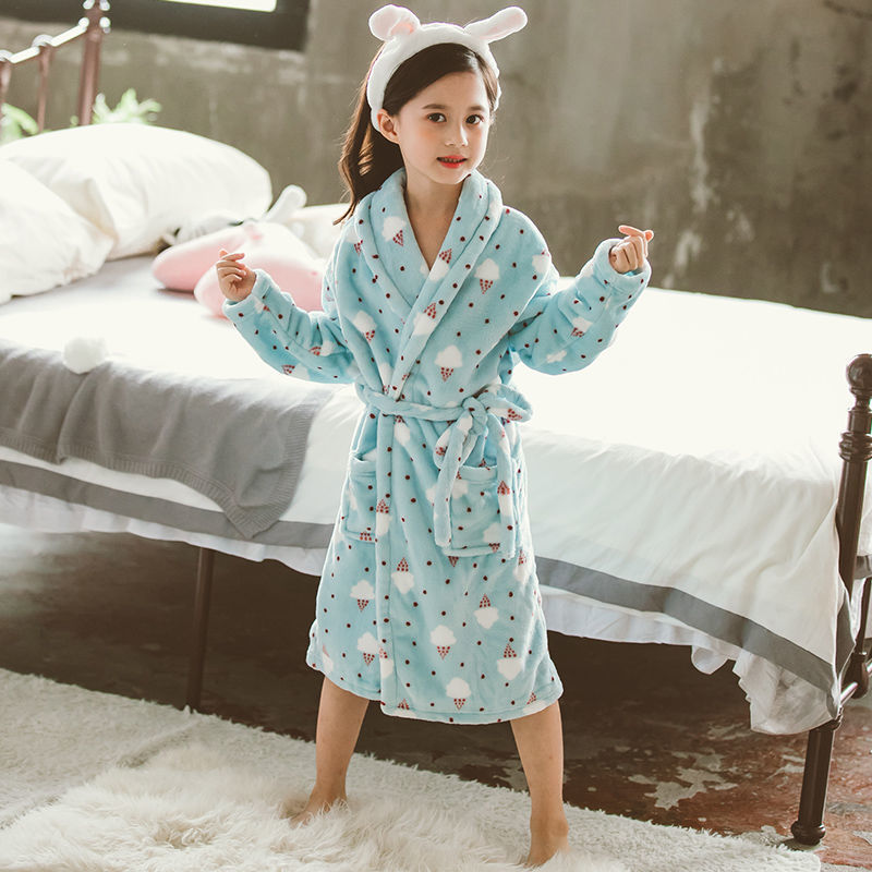 Children's Nightgown Thickened Flannel Girls Pajamas Baby Shan Home Service - Mubimart -  