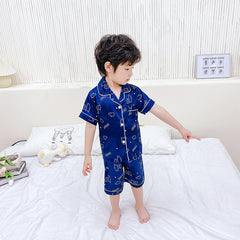 Children's Pajamas Set Cartoon Printed Silk Home Service - Mubimart -  