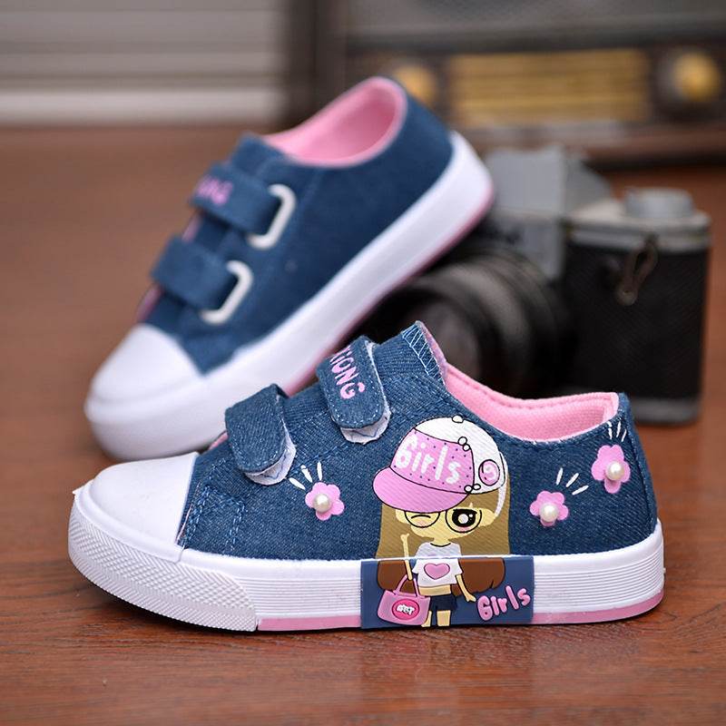 Children's Shoes Girls' Canvas Shoes Baby Sneakers Cowboy Breathable - Mubimart