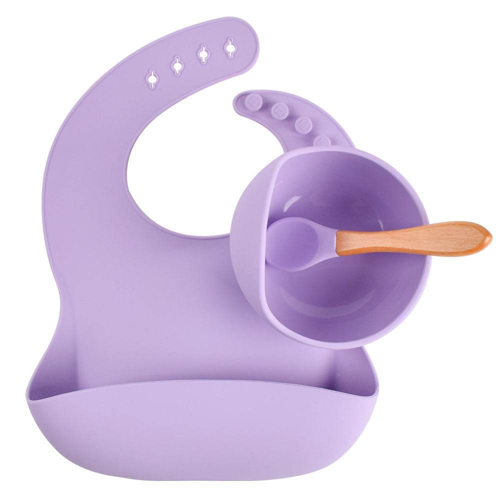 Children's Silicone Dinner Plate Baby Silicone Suction Cup Bowl Complementary Food Set - Mubimart