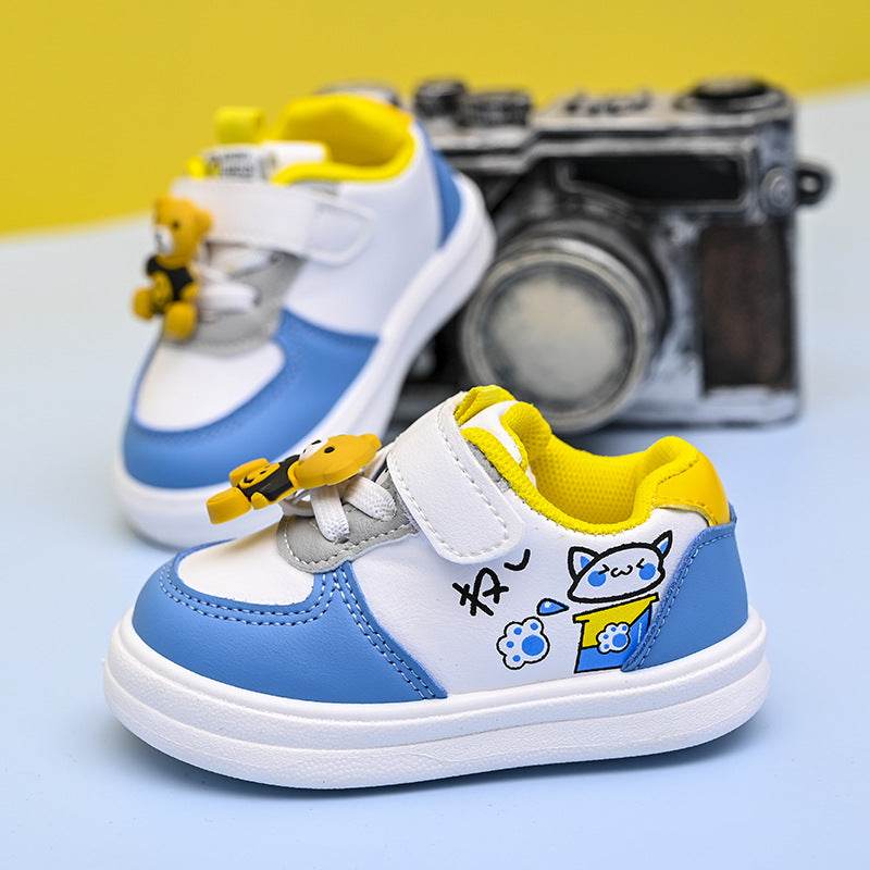 Children's Sneakers Baby Toddler Boys And Girls Leather Surface Baby Shoes - Mubimart