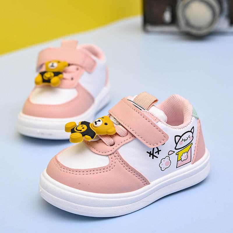 Children's Sneakers Baby Toddler Boys And Girls Leather Surface Baby Shoes - Mubimart