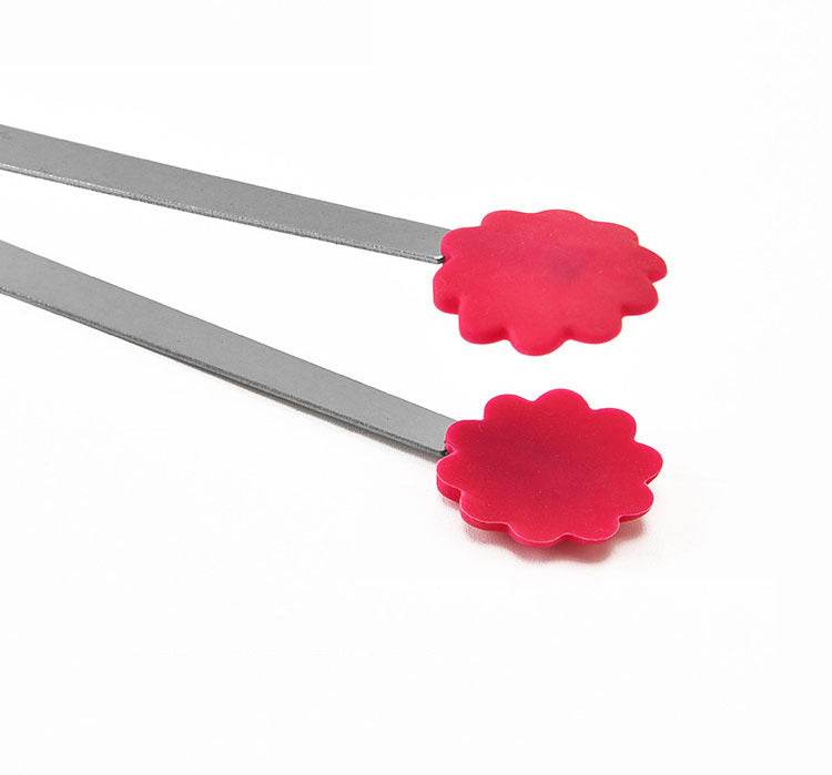 Children's Stainless Steel Mini Food Tongs Silicone Sugar Cubes - Mubimart