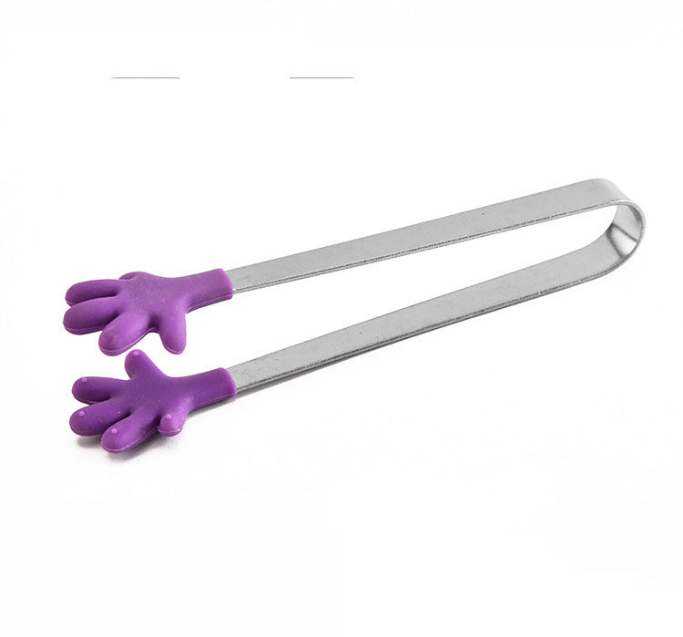 Children's Stainless Steel Mini Food Tongs Silicone Sugar Cubes - Mubimart - Food Tong 