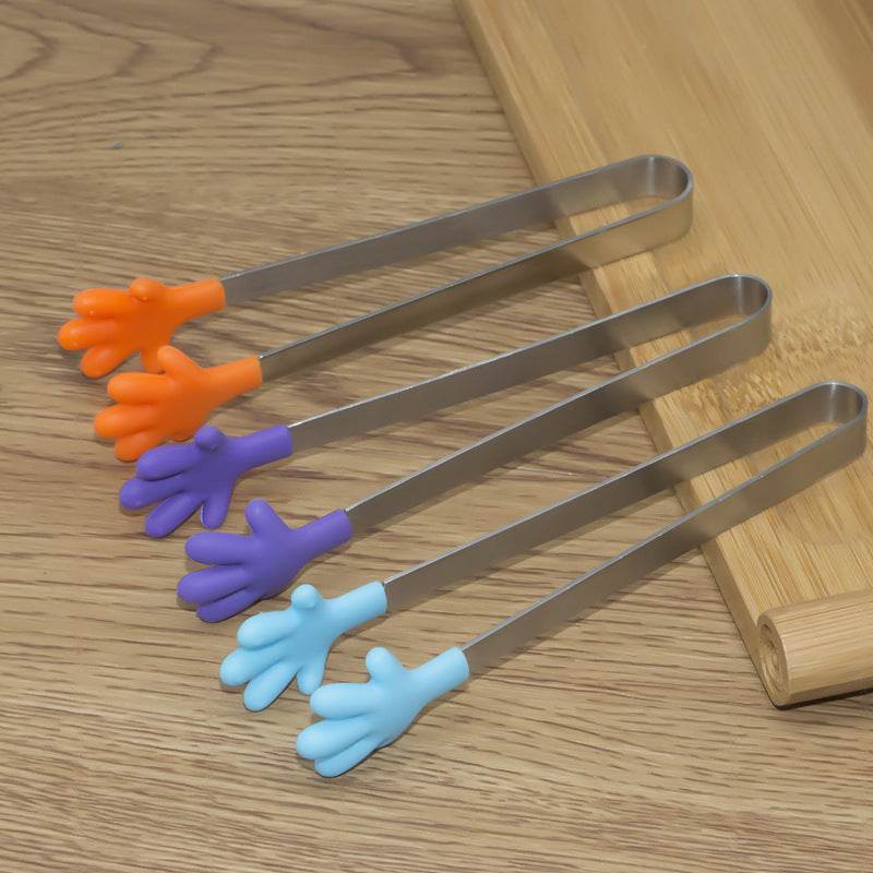 Children's Stainless Steel Mini Food Tongs Silicone Sugar Cubes - Mubimart