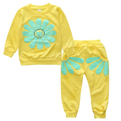 Mubimart Children's Suit Sun Flower 2-Piece Set Mubimart children's fashion children's playwear children's summer wear children's sunflower suit comfortable kids clothing floral print children's clothing kids casual wear kids fashion set Mubimart kids wear outdoor kids outfit stylish kids outfit summer children's clothing sunflower print outfit sunflower themed clothes sunny day outfit