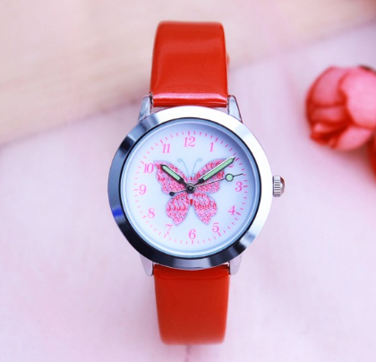 Children's Watches Kids Quartz Watch Student Girls Quartz-watch Cute Colorful Butterfly Dial Waterproof Watch - Mubimart -  