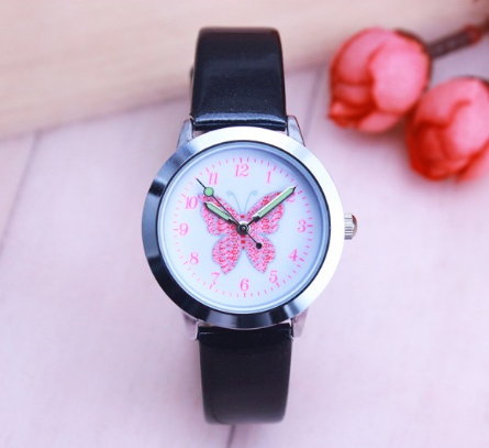 Children's Watches Kids Quartz Watch Student Girls Quartz-watch Cute Colorful Butterfly Dial Waterproof Watch - Mubimart - Watches 